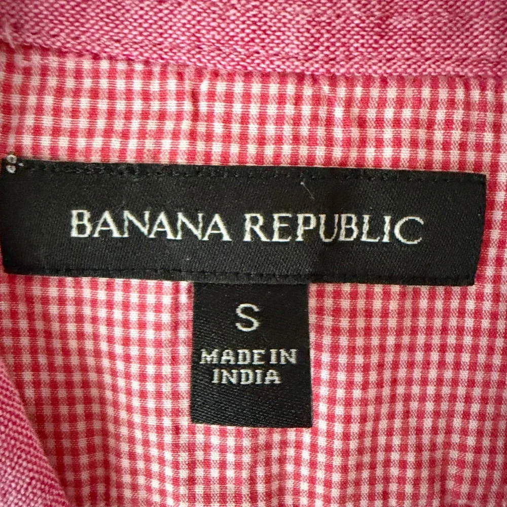 Banana Republic Button Down Shirt Mens Small Pink Good Linen Cotton Long Sleeve